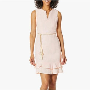 Karl Lagerfeld Paris Women’s Belted Tweed Shift Dress Pink Size 10 NEW WITH TAG